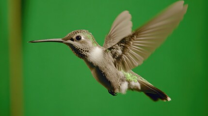 Fototapeta premium Hummingbird in Flight Against Green Screen (1)