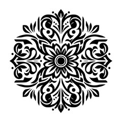 Ornate Black Mandala Design on White Background