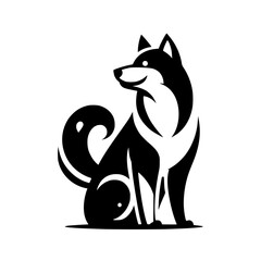 Minimalist Husky Logo: Black and White Dog Icon, Vector Graphic