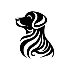 Tribal Dog Logo: Black and White Vector, Pet Branding