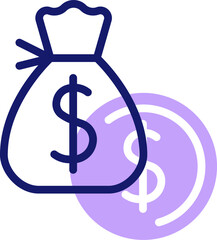 money bag illustration on a white background    