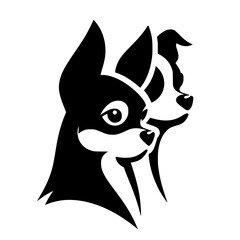 Playful Dog Duo: Black & White Minimalist Illustration