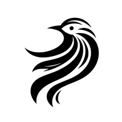 Abstract Bird Logo: Black and White Minimalist Design