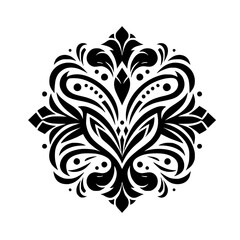 Black & White Damask Ornament - Flourish Design, Elegant Vector Illustration