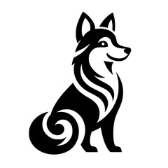 Stylized Black and White Husky Logo Design