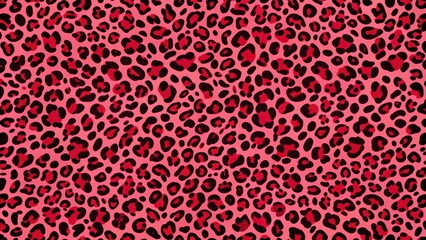 A bright and bold pink and black leopard print pattern featuring irregular spots of various sizes and shapes.