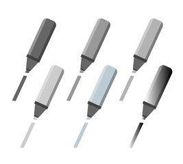 Colorful marker pens set. Highlighter pencil for school or kids