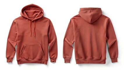 brick red hoodie flat lay front and back mockup