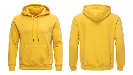 canary yellow hoodie with drawstring front and back
