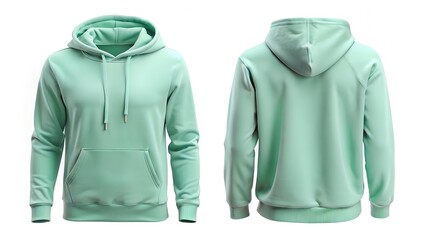 mint green stylish hoodie with front pocket flat view