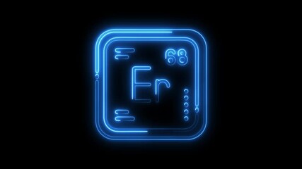 Glowing neon periodic table element erbium symbol on black background educational chemistry science