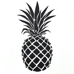 Obraz premium Black and White Pineapple Illustration with Detailed Crown and Geometric Patterned Body for Arts and Crafts.