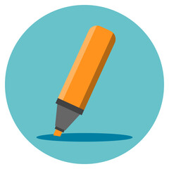 Colorful marker pen icon. Highlighter pencil for school or kids