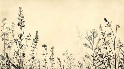 Vintage botanical illustration of wildflowers on aged paper.