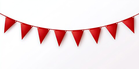 Vibrant Red Bunting Festive Decoration Party Celebration Hanging Triangles