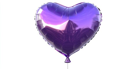 A Stunning Purple Heart-Shaped Balloon on White Background: Perfect for Valentine's Day or Romantic Occasions
