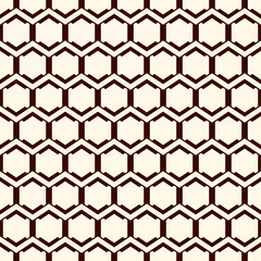 Fototapeta premium Honeycomb seamless pattern. Hexagon mosaic tiles ornament. Ethnic surface print. Repeated geometric figures background. Ornamental wallpaper. Modern geo design digital paper.