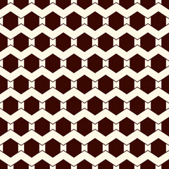 Zigzag seamless pattern. Hexagon mosaic tiles ornament. Ethnic surface print. Repeated geometric figures background. Ornamental wallpaper. Modern geo design digital paper. Vector abstract art