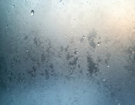 Close-up shot of transparent glass covered in condensation, water droplets. Winter season concept, natural beauty. Foggy, frosted window surface background, natural light creates calm, aesthetic feel. - Powered by Adobe