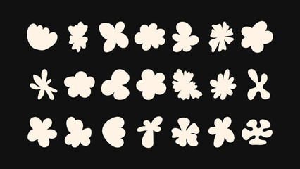 Creative vector collection of hand drawn icons — stars, floral motifs, geometric badges and design elements for packaging, branding, prints and web graphics.