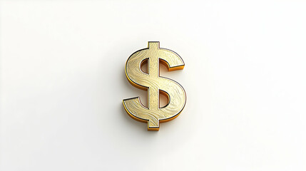 Golden Dollar Sign On White Background