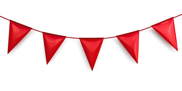 Vibrant Red Bunting Decoration Festive Party Celebration String of Triangular Flags