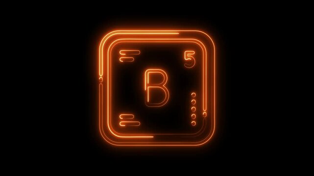 Glowing neon vitamin b5 icon animation on black background for health and nutrition content