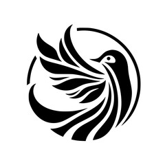 Minimalist Bird Logo Design, Black and White, Abstract Symbol