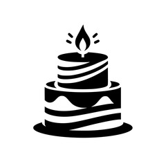 Minimalist Black & White Birthday Cake Icon