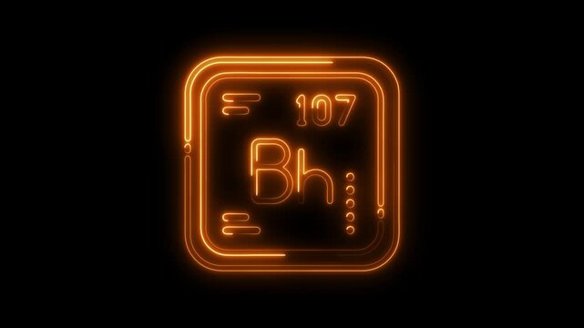 Bohrium element glowing neon style periodic table representation chemical element