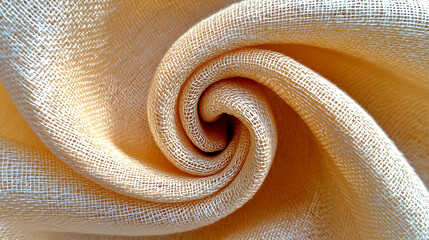 Beige Linen Fabric Texture with Swirling Folds