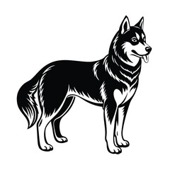 a clean black siberian husky dog vector art silhouette