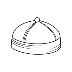 Fez Hat Outline Illustration, Red Traditional Turkish Hat

