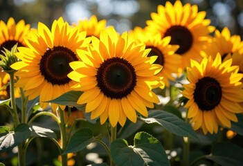 Obraz premium Bright sunflowers blooming in a vibrant field under the sun