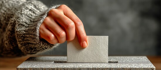 Hand Casting a Ballot in a Voting Box During an Election With a Cozy Sweater On