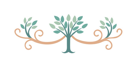 Obraz premium Decorative tree with spiral branches and leafy tips