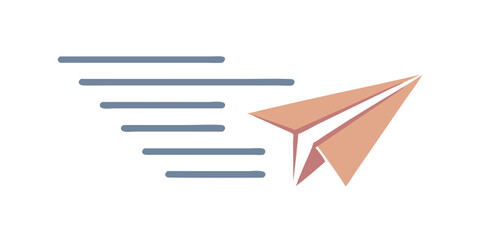 Paper plane icon with dynamic navy blue horizontal streaks