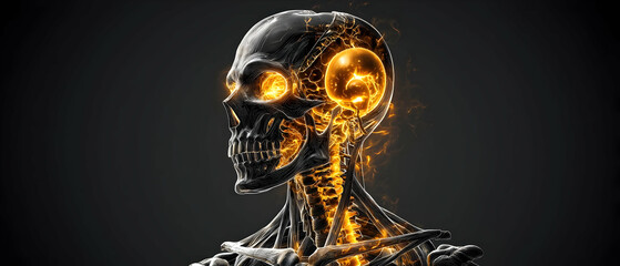 Cyberpunk Skull Profile With Glowing Light