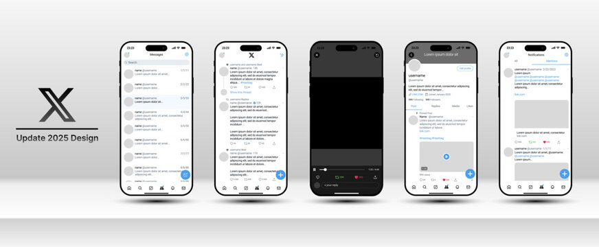 Twitter X mockup template. Post frame layout for social media design. Twitter UI post mockup for feed presentation and content showcase.