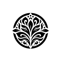 Elegant Black & White Floral Mandala Design, Circular Ornament
