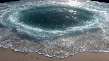 Fototapeta premium Mesmerizing Circular Ocean Waves Crashing on Sandy Shore