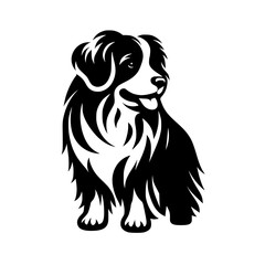Tribal Border Collie Silhouette: Black & White Vector Art
