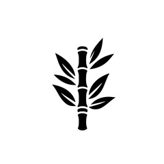 Minimalist Black Bamboo Silhouette on White Background