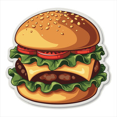 A cartoon of a great hamburger that is isolated