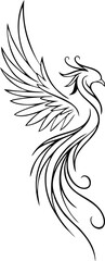 Light Curve Phoenix Tattoo with Subtle Fire Element and Flowing Tail