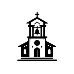 Minimalist Church Icon: Black and White Vector Illustration
