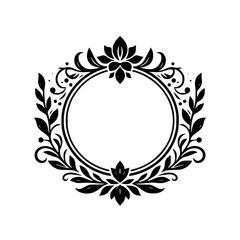 Elegant Floral Frame Design - Black and White Vector Illustration