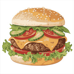 An illustration of a hamburger using an image of a hamburger