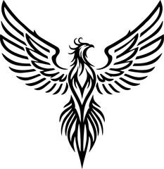 Single Line Phoenix Tattoo with Continuous Motion and Abstract Form