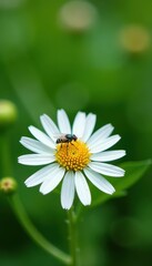 Fototapeta premium Small white fly on Symphyotrichum aster blossom, symphyotrichum, tachinid, insects